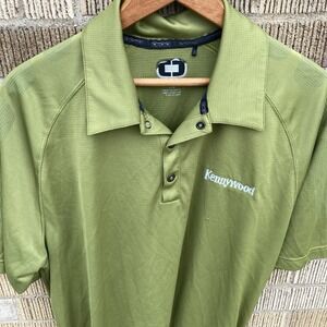 Kennywood Amusement‎ Park Mens Large Short Sleeve Polo Golf Shirt Olive Grn READ
